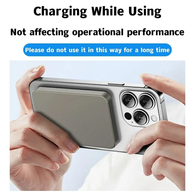E61B Mini 10000mAh Power Bank 15W Magnetic Wireless Charger Phone Charger - Titanium