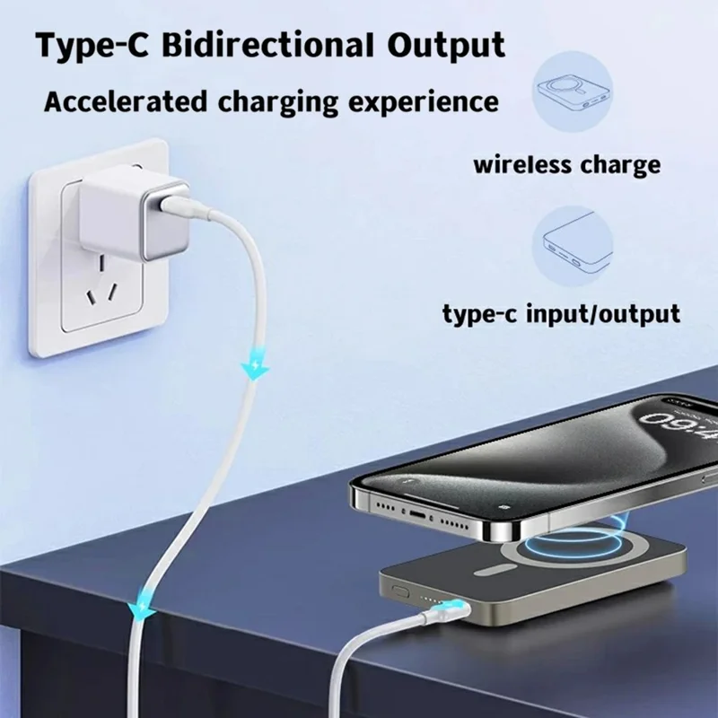 E61B Mini 10000mAh Power Bank 15W Magnetic Wireless Charger Phone Charger - Titanium