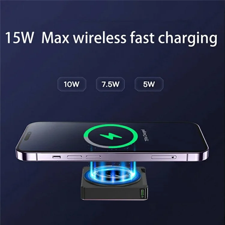 Batterie externe E50A Phone 5000mAh Power Bank 15W Chargeur sans fil magnétique - Rose
