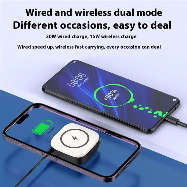 E49 10000mAh Power Bank Camera Shaped Magnetic Wireless Charger Phone External Battery Pack - Black