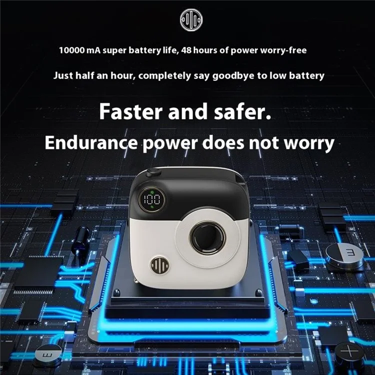 E49 10000mAh Power Bank Camera Shaped Magnetic Wireless Charger Phone External Battery Pack - Black