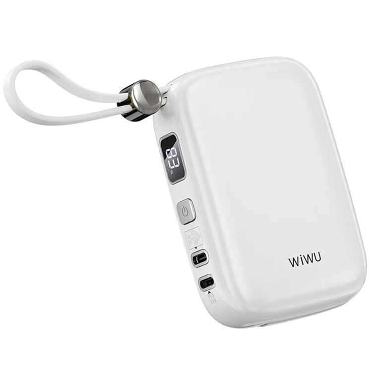 WIWU Wi-P042 10000mAh Power Bank Gradient Color Magnetic Phone Charger with Type-C + 8Pin Cable - White