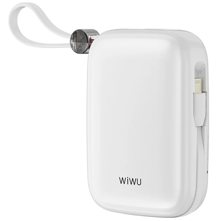 WIWU Wi-P042 10000mAh Power Bank Gradient Color Magnetic Phone Charger with Type-C + 8Pin Cable - White