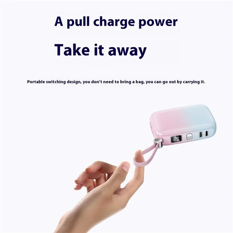 WIWU Wi-P042 10000mAh Power Bank Gradient Color Magnetic Phone Charger with Type-C + 8Pin Cable - White
