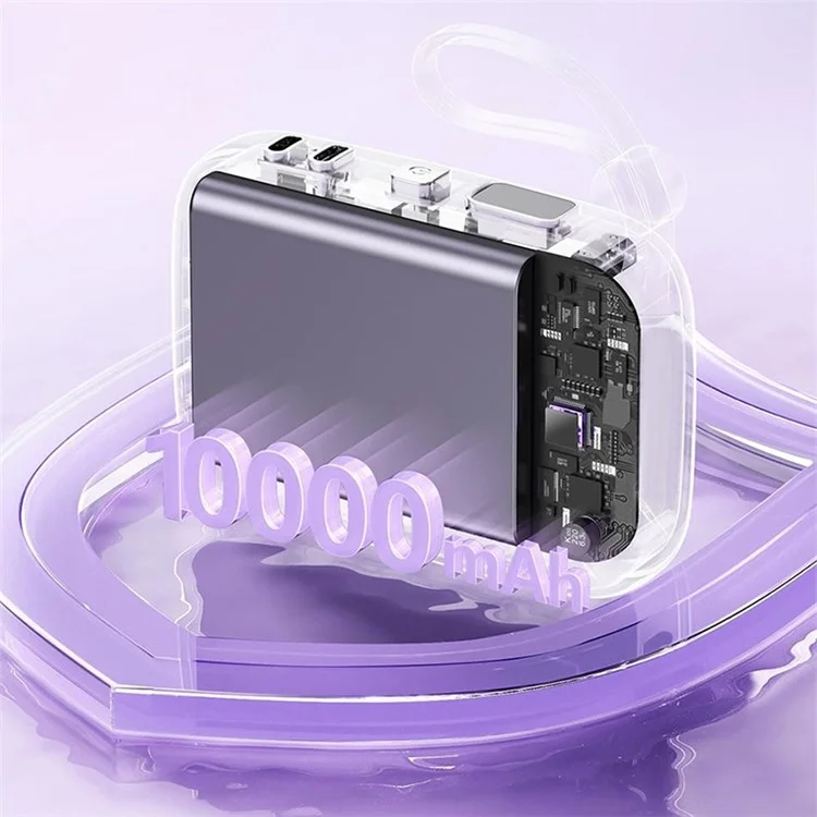 WIWU Wi-P042 10000mAh Power Bank Gradient Color Magnetic Phone Charger with Type-C + 8Pin Cable - White