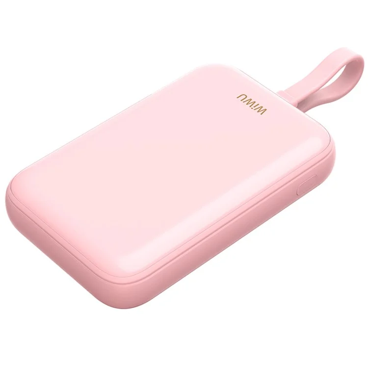 WIWU Wi-P024 10000mAh Magnetic Wireless Charging Power Bank PD 20W Fast Charging Battery Pack with Built-in Cable - Pink