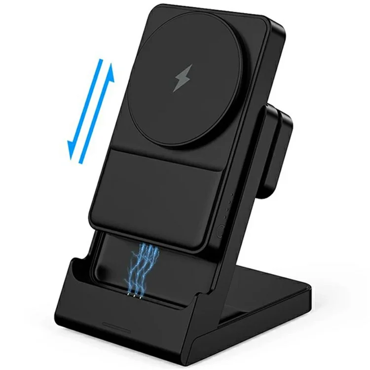 Chargeur sans fil 3 en 1 YF-P7 : montre / écouteurs / téléphone portable - Support de chargement détachable 15W magnétique - Noir+Noir