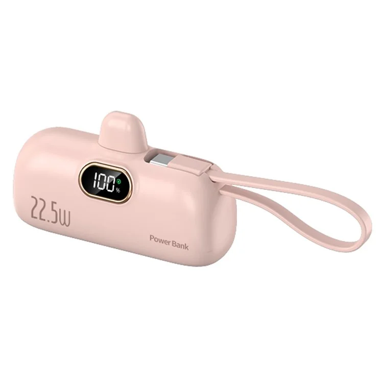 HY-DX628 10000mAh iP Plug Mini Power Bank with 22.5W Fast Charging Type-C Cable - Pink