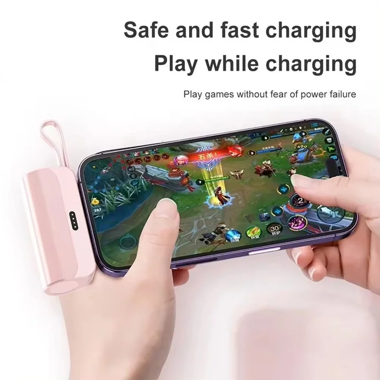 HY-DX628 10000mAh iP Plug Mini Power Bank with 22.5W Fast Charging Type-C Cable - Pink