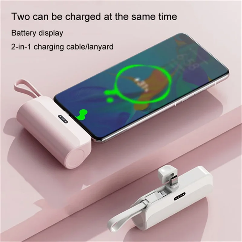 HY 3300mAh Mini Portable Charger Power Bank Phone Battery Pack - White