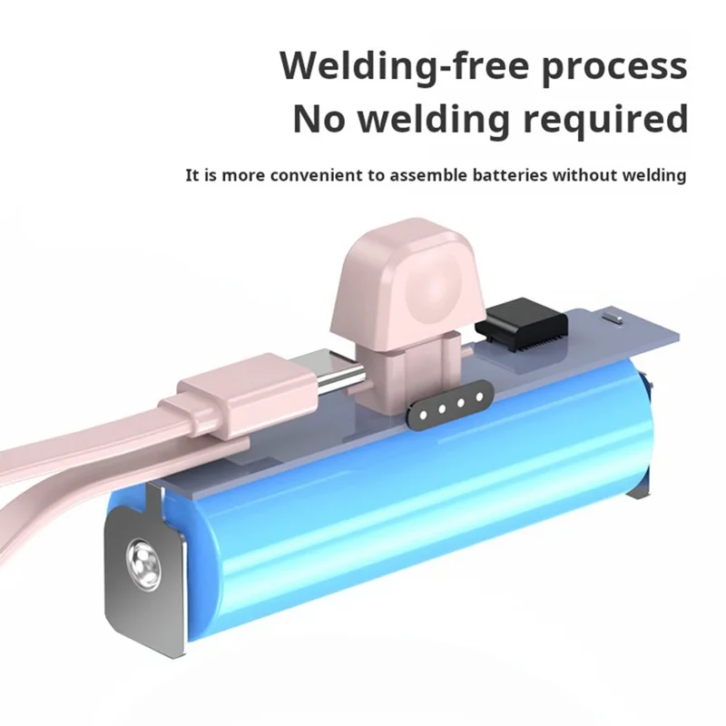 KC 2000mAh Digital Display iP Plug Mini Capsule Power Bank with Type-C Cable - White