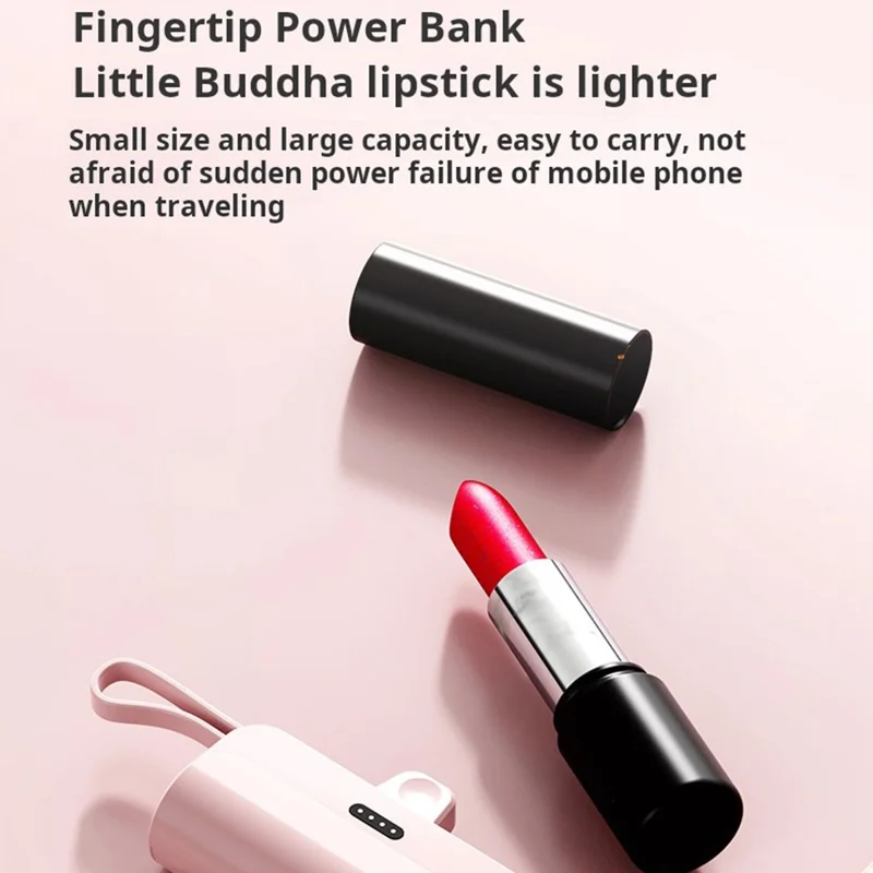 KC 2000mAh Digital Display iP Plug Mini Capsule Power Bank with Type-C Cable - White