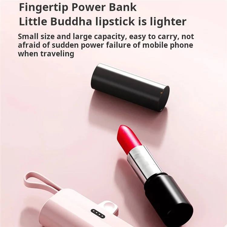 Chargeur de téléphone portable KC 3300mAh avec prise iP, mini capsule Banque d'alimentation avec câble Type-C - Rose