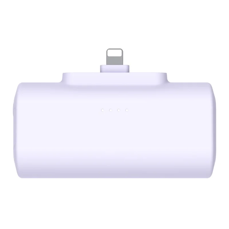 Mini Capsule Power Bank 5000mAh Portable Battery Pack with 2-in-1 Type-C+iP Connector - Light Purple