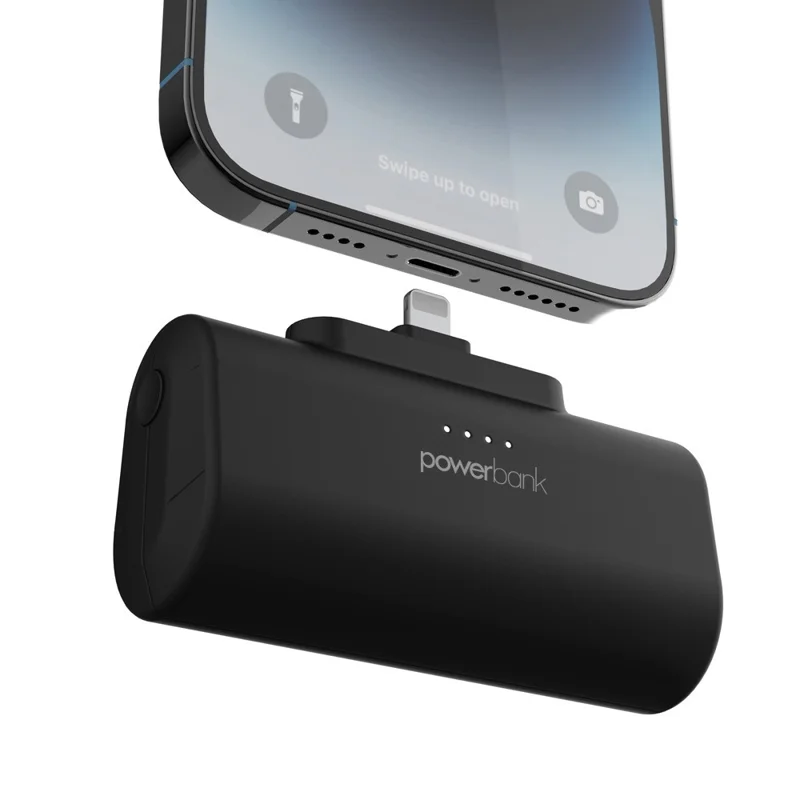 Mini Capsule Power Bank 5000mAh Portable Battery Pack with 2-in-1 Type-C+iP Connector - Light Purple