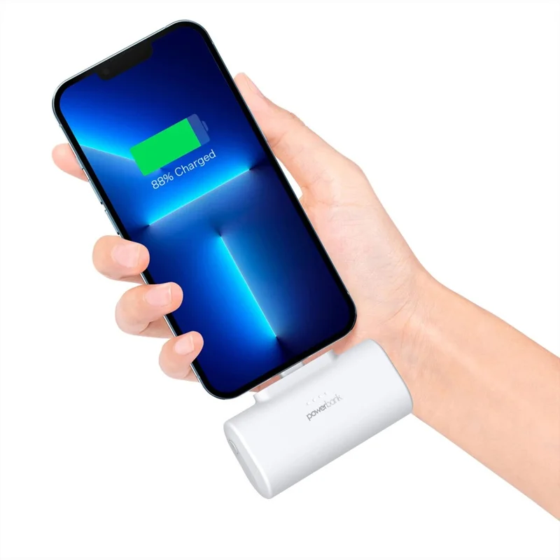 Mini Capsule Power Bank 5000mAh Portable Battery Pack with 2-in-1 Type-C+iP Connector - Light Purple