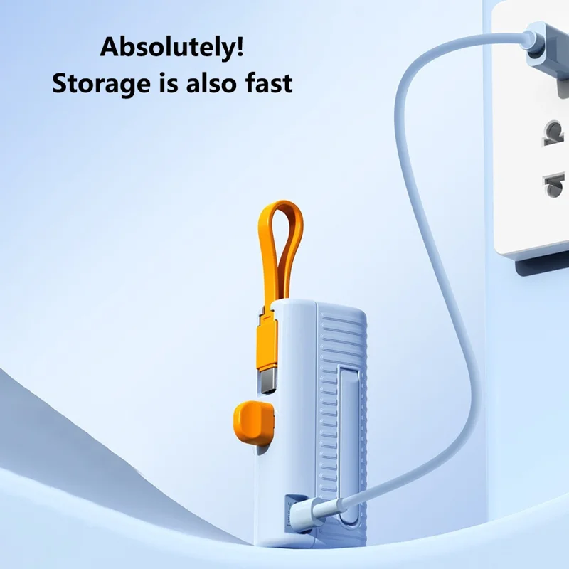 HY-DX245 Mini 10000mAh Capsule Power Bank 8-Pin Plug Phone Charger with Built-in Type-C Cable - Bianco