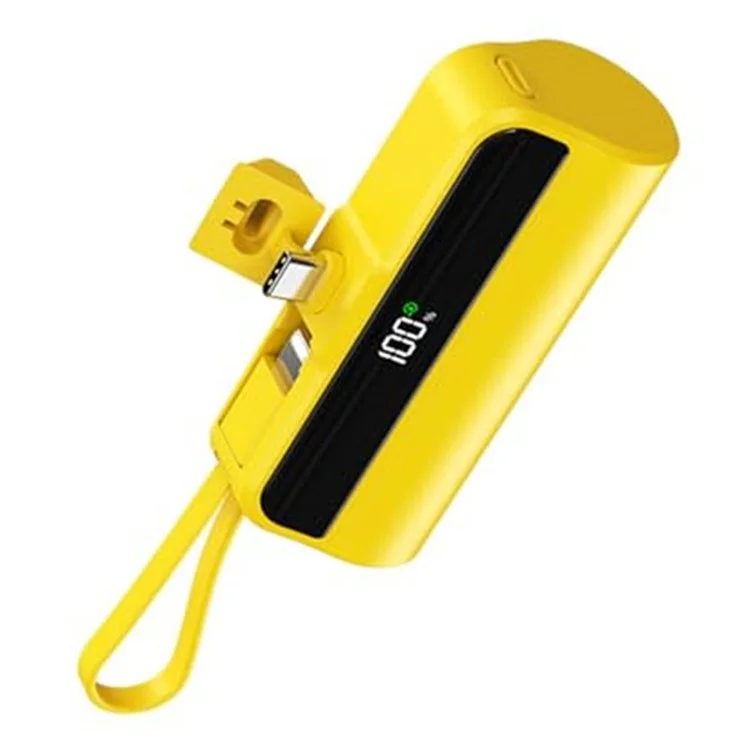 K178SS 10000mAh Type-C Plug 22.5W Mini Power Bank Caricabatterie Portatile per Telefono di Colore Giallo