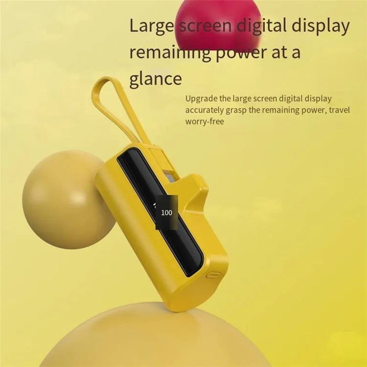 K178SS 10000mAh Type-C Plug 22.5W Mini Power Bank Caricabatterie Portatile per Telefono di Colore Giallo