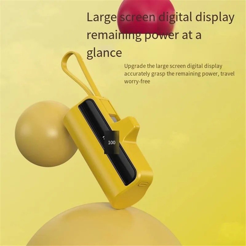 K178SS 10000mAh Type-C Plug 22.5W Mini Power Bank Portable Phone Charger with 8-Pin Cable - Black