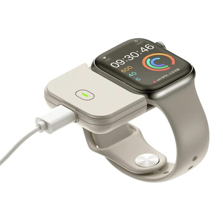 Pour Apple Watch Series 7 8 9 45mm / 6 5 4 SE SE (2022) SE (2023) 44mm Chargeur sans fil magnétique Power Bank - Starlight