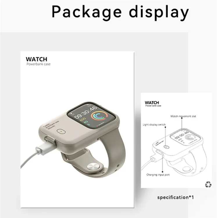 Pour Apple Watch Series 7 8 9 45mm / 6 5 4 SE SE (2022) SE (2023) 44mm Chargeur sans fil magnétique Power Bank - Starlight