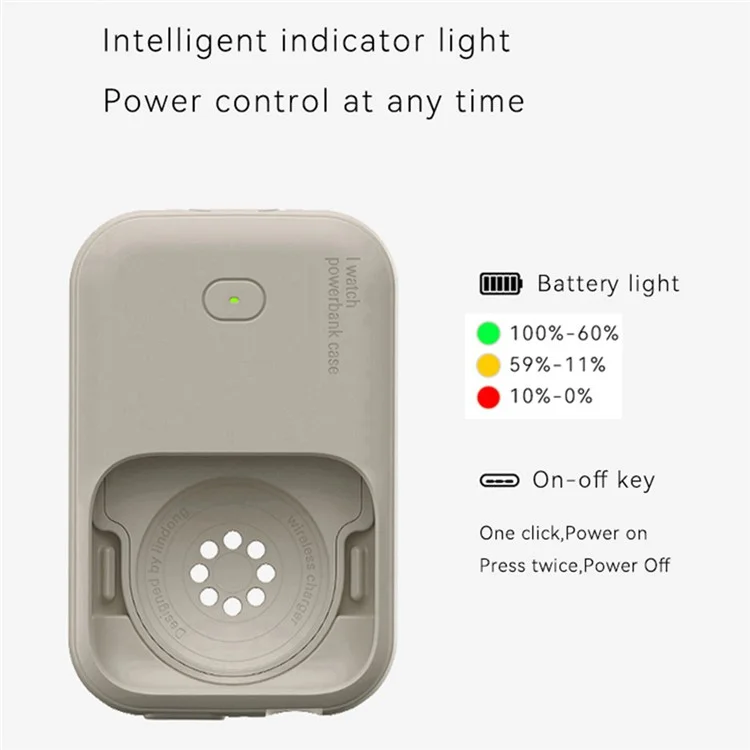 Pour Apple Watch Series 7 8 9 45mm / 6 5 4 SE SE (2022) SE (2023) 44mm Chargeur sans fil magnétique Power Bank - Starlight