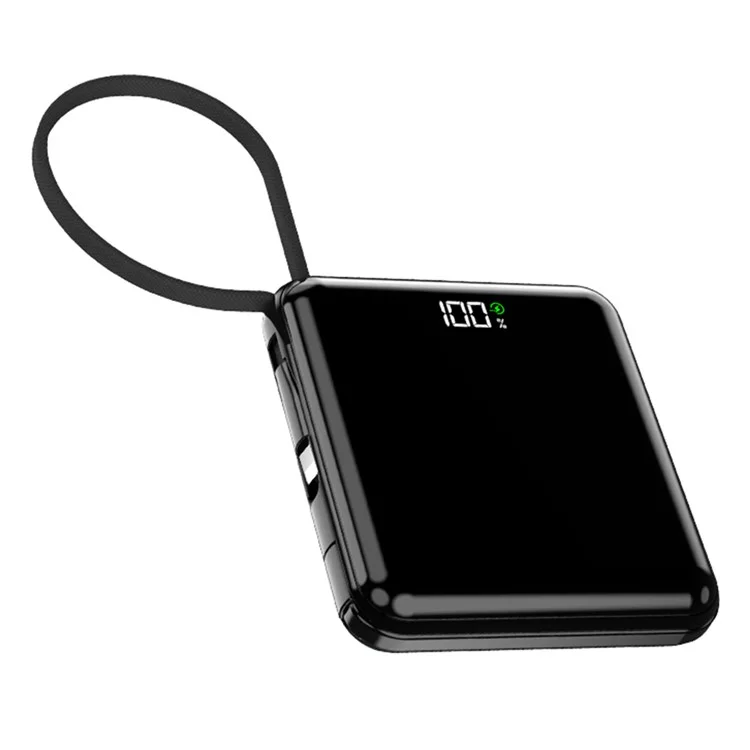 E28D 20000mAh 22.5W Power Bank Phone External Battery with Type-C + 8Pin Cable - Black