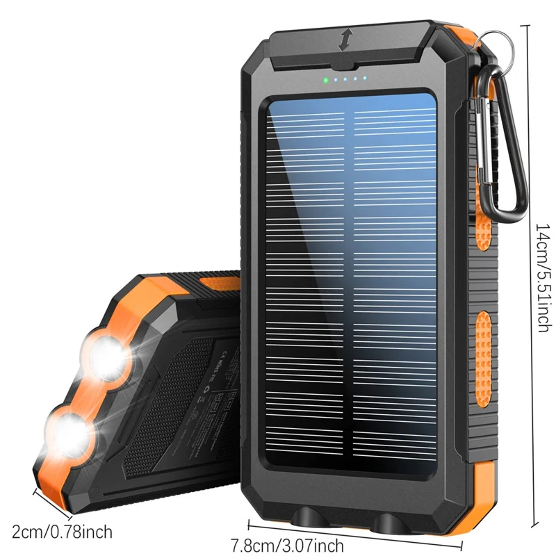 YD-886 Outdoor Solar 8000mah Power Bank Waterdes Telefon Ladegerät Externe Batterie Mit Taschenlampe - Schwarz+orange
