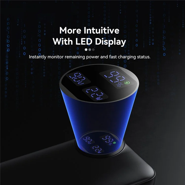 ESSAGER 10000mAh Power Bank with Type-C + iP Cables 22.5W Fast Charging Digital Display Battery Pack - Black