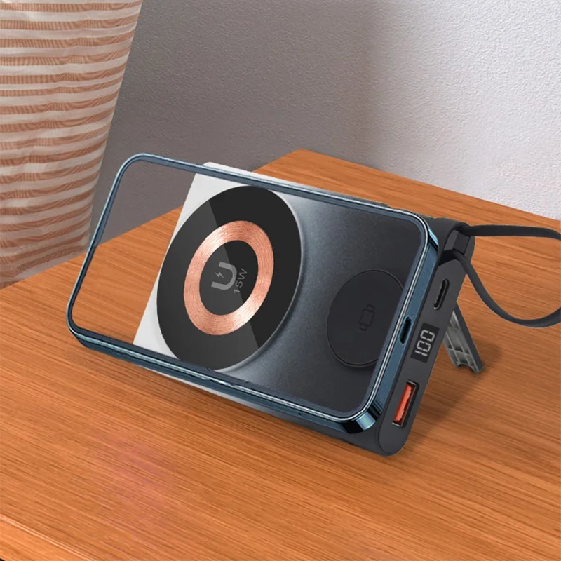 MIUSB W-166 22.5W Fast Charger 5000mAh Power Bank Magnetic Wireless Charger for iPhone Watch - White