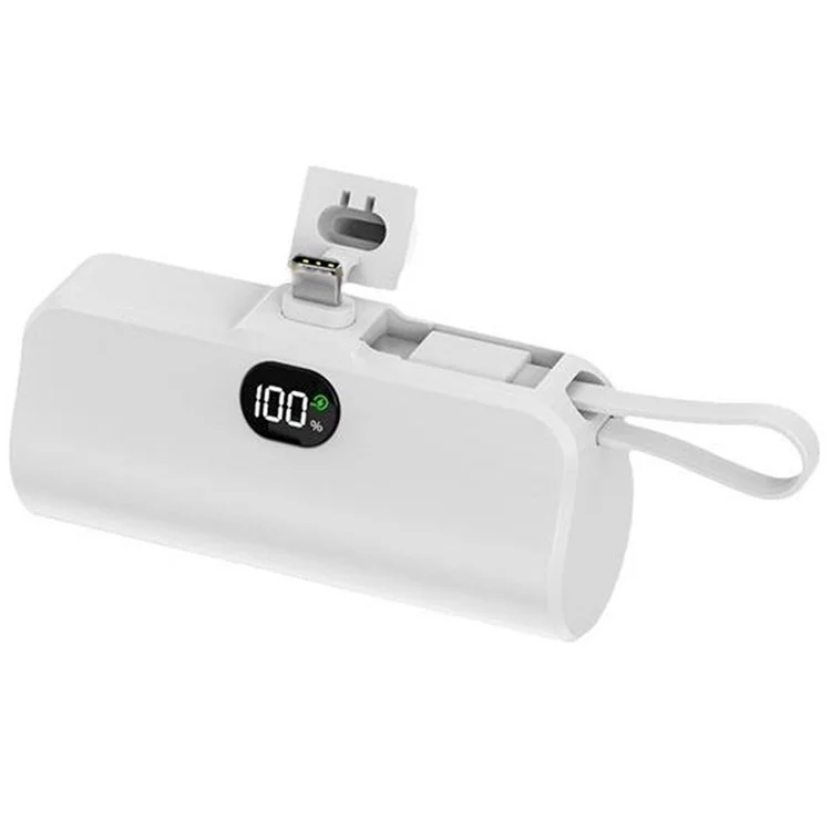 HY-0808 Mini Portable Charger 10000mAh Power Bank Battery Pack with Type-C Plug + 8-Pin Cable - White