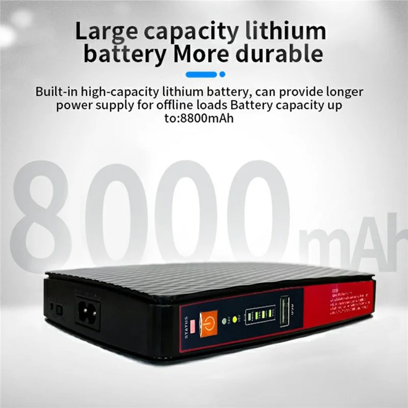 POE418P Mini UPS Battery Backup 8000mAh 5V 9V 12V 18W WiFi Router Power Supply - White
