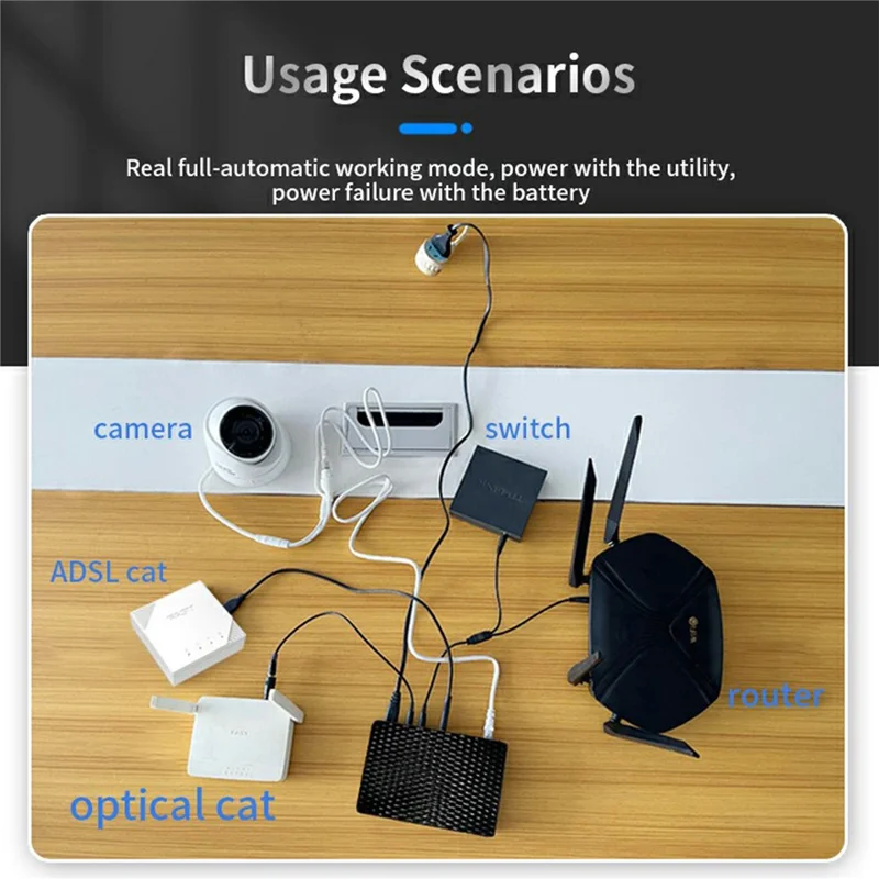 POE418P Mini UPS Battery Backup 8000mAh 5V 9V 12V 18W WiFi Router Power Supply - White