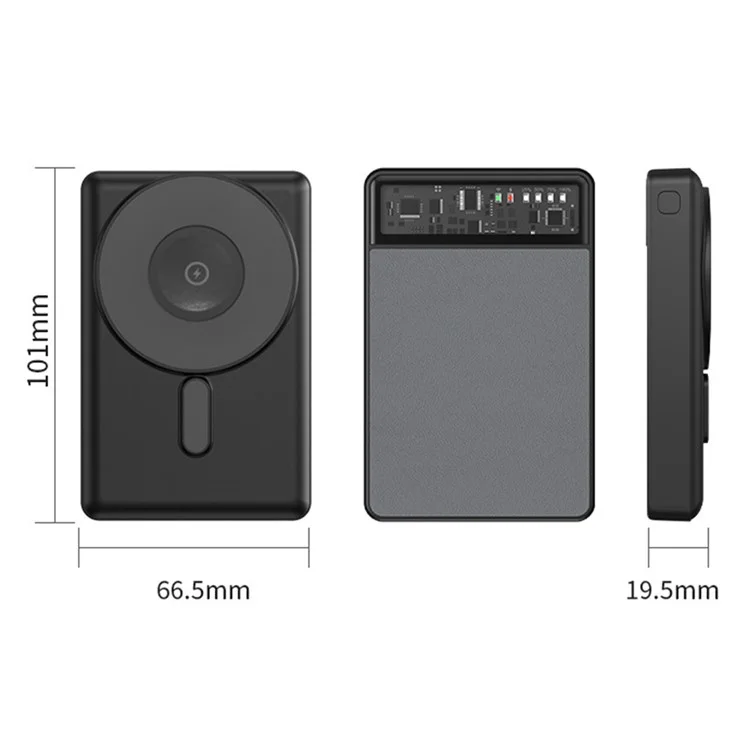 KH-70 Tragbares 10000mAh Powerbank 3-in-1 Handy Uhr Kopfhörer Magnetisches Kabelloses Ladegerät - Schwarz