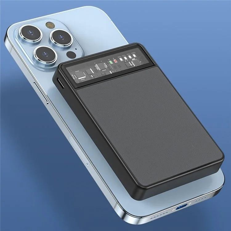 KH-70 Tragbares 10000mAh Powerbank 3-in-1 Handy Uhr Kopfhörer Magnetisches Kabelloses Ladegerät - Schwarz