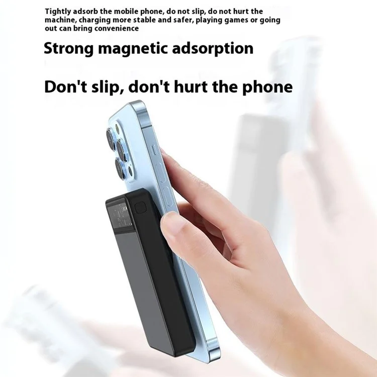 KH-70 Tragbares 10000mAh Powerbank 3-in-1 Handy Uhr Kopfhörer Magnetisches Kabelloses Ladegerät - Schwarz