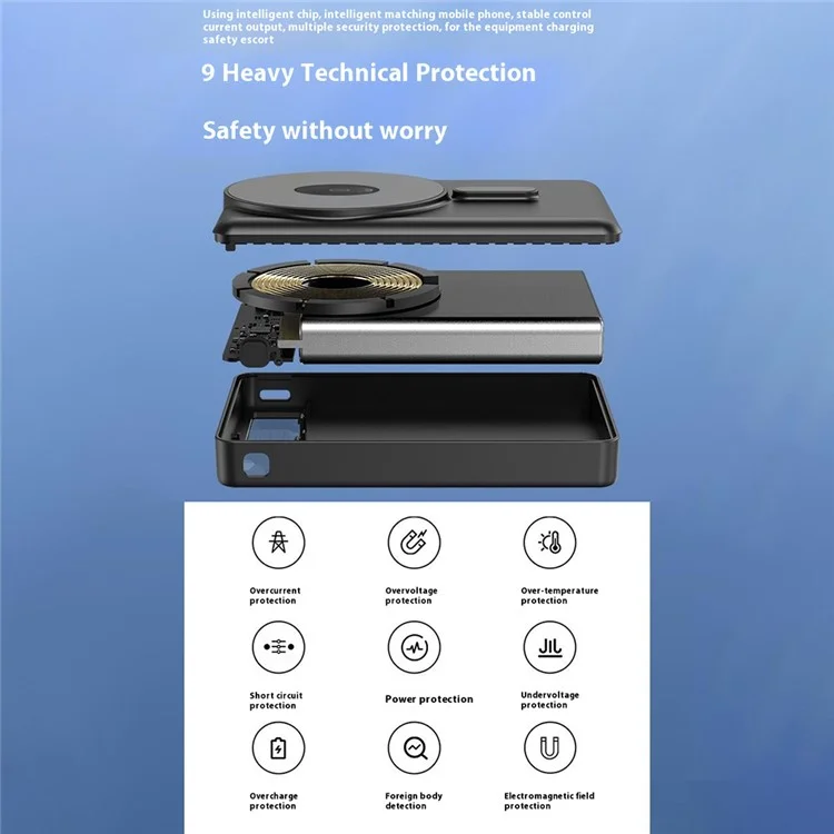 KH-70 Tragbares 10000mAh Powerbank 3-in-1 Handy Uhr Kopfhörer Magnetisches Kabelloses Ladegerät - Schwarz
