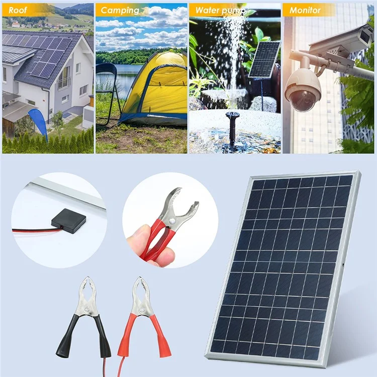 Chargeur de Batterie de Panneau Solaire 10W 12V Pour Véhicule, Ouvre-porte, Clôture Électrique