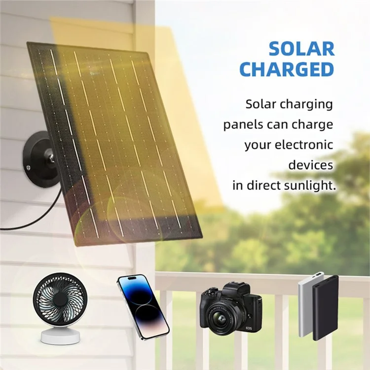 IP090 10W 360 Degree Rotating Outdoor Solar Panel for Monitor Camera with Type-C Plug (Without USB Port)