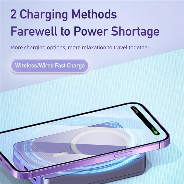 AWEI P39K 10000mAh Mini Phone Charger Magnetic Wireless Charging Power Bank with Digital Display