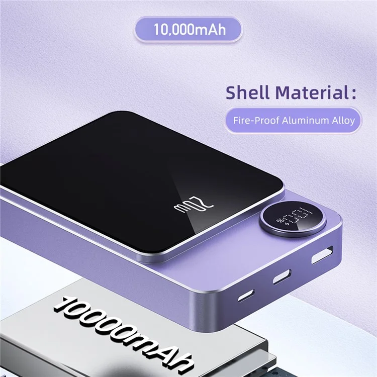 AWEI P39K 10000mAh Mini Phone Charger Magnetic Wireless Charging Power Bank with Digital Display