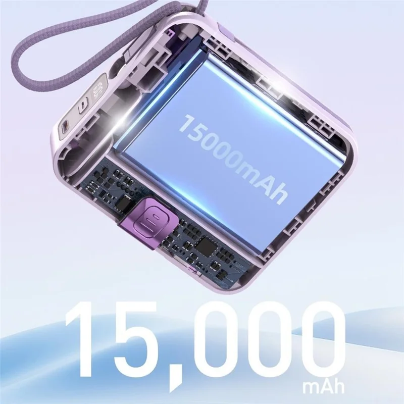 AWEI P83k 15000mAh Power Bank with AC Plug Built-in Type-C + iP Cables Portable Battery Pack - Black