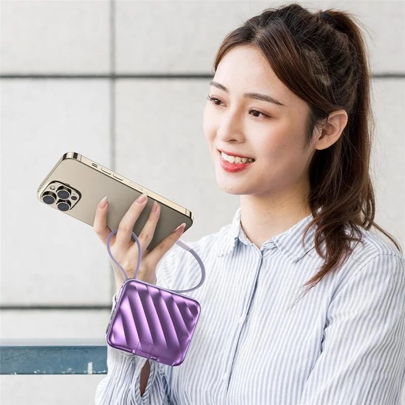 AWEI P83k 15000mAh Power Bank with AC Plug Built-in Type-C + iP Cables Portable Battery Pack - Black