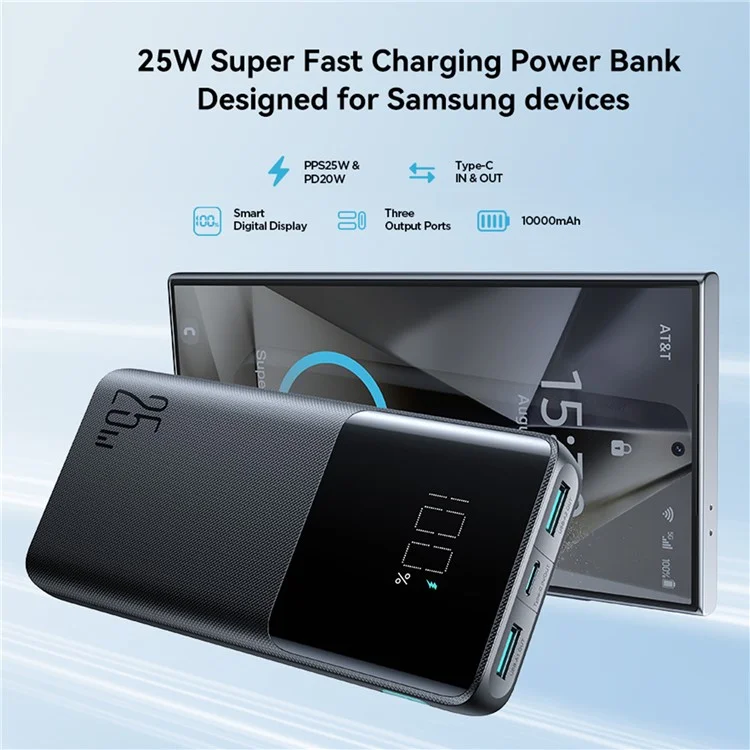 Joyroom JR-PBF20 10000mah 25W Batteria Esterna Digitale Power Charge Bank Digital - Nero