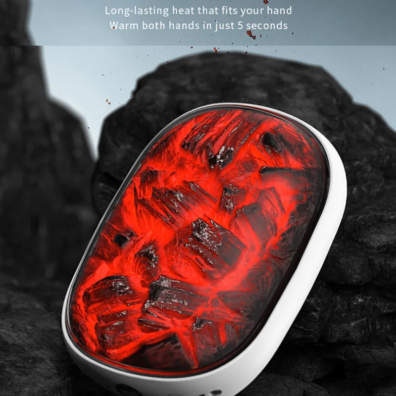 X6 10000mAh Powerbank 3-nivåer Temperatur Kolbäddsljus Design Vinter Elhandvärmer - Svart