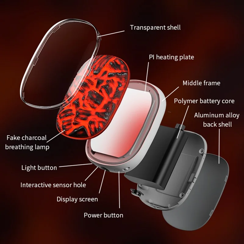 X6 10000mAh Powerbank 3-nivåer Temperatur Kolbäddsljus Design Vinter Elhandvärmer - Svart