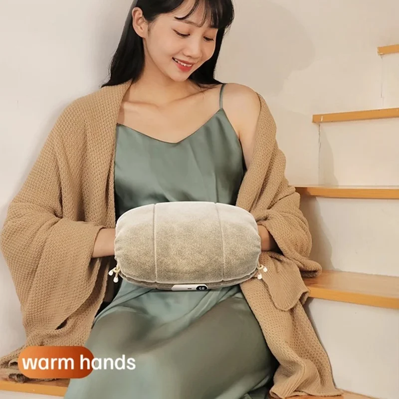 H8 Digital Display 3-Gear Temperature Winter Electric Hand Warmer 10000mAh Power Bank - Brown