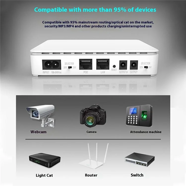 MEIND 10400mAh Mini DC UPS Uninterruptible Power Supply for Router / Optical Modem / Camera