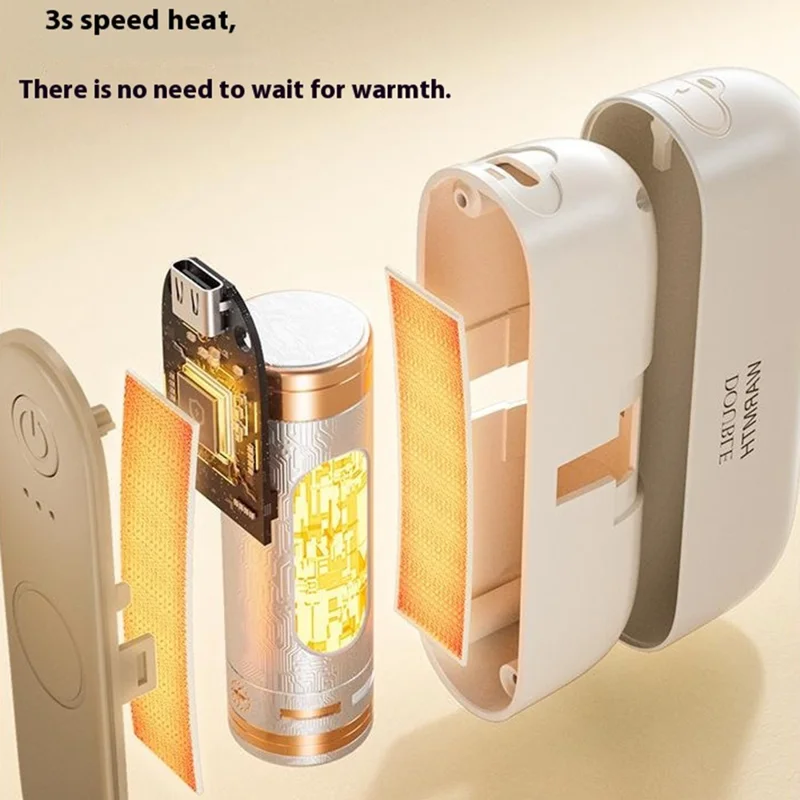 JF308 2-in-1 Splittable Mini Portable Winter Electric Hand Warmer Power Bank - White
